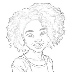 Beautiful African-American Girl Coloring Page - Printable Coloring page