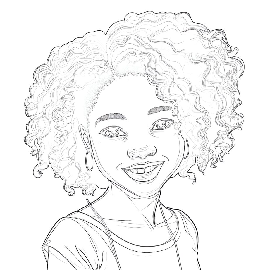 Beautiful African-American Girl Coloring Page