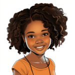 Beautiful African-American Girl Coloring Page 2