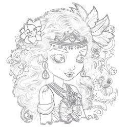 Ethnic Beauty Girl - Printable Coloring page