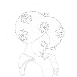 Beautiful Girl With Flowers - Printable Coloring page
