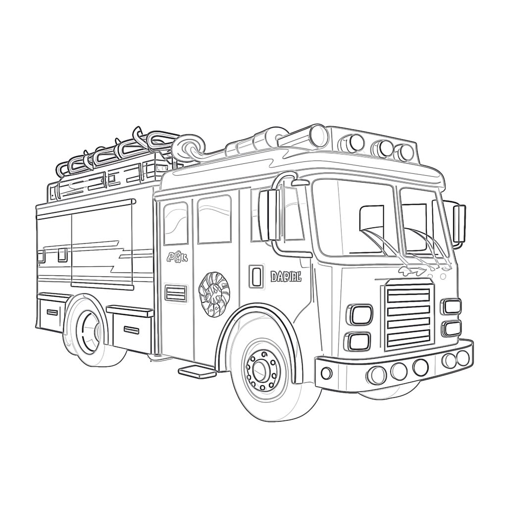 Fire Truck Coloring Page Coloring - Fire Truck Coloring Page 1 1024x1024