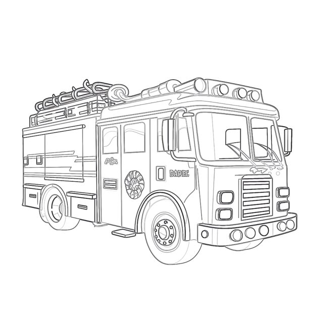 Fire Truck Coloring Page | Coloring Pages Mimi Panda