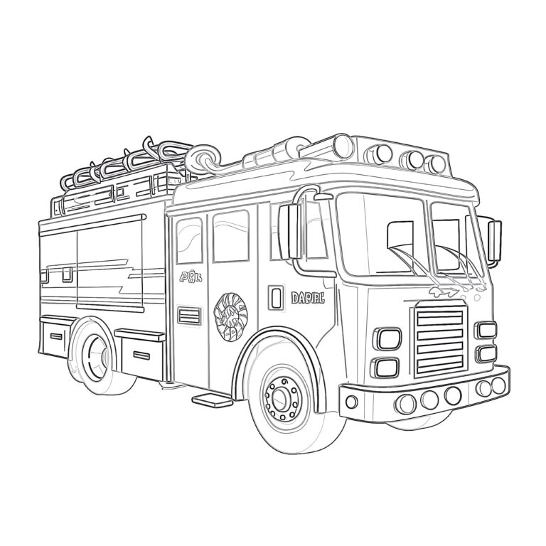 Fire Truck Coloring Page | Coloring Pages Mimi Panda