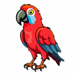 Zabawna Kolorowanka Z Czerwoną Papugą - Obraz pochodzenia