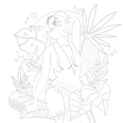 Girl Colored Flowers - Printable Coloring page
