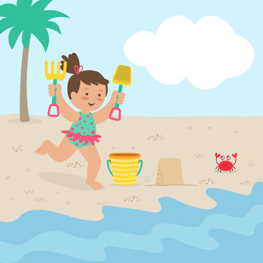 Girl Playing Beach - Original image