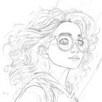 Girl Stylish Glasses Coloring Page