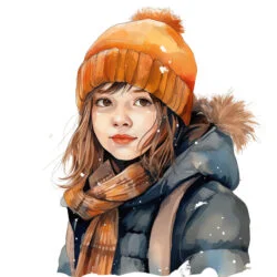 Girl Wearing Winter Clothes Coloring Page - Origin image
