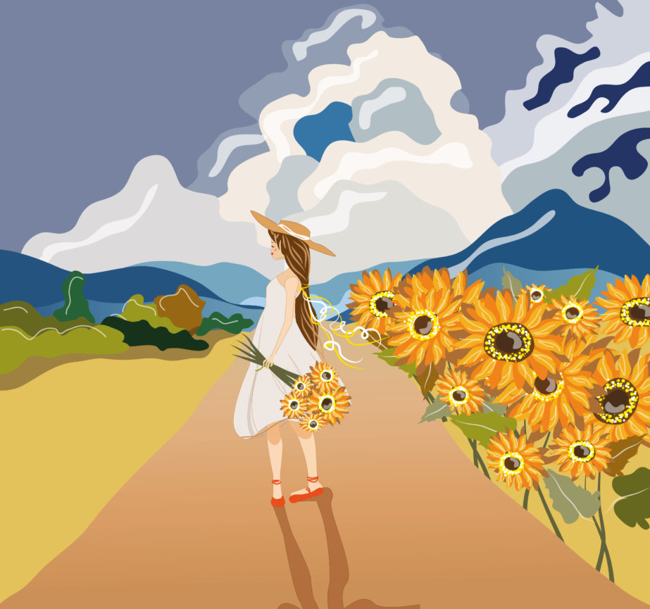 Girl With Sunflowers - Original image