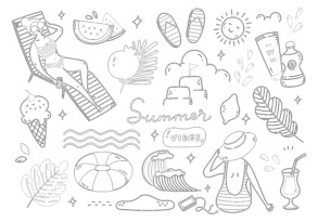 Hand Drawn Summer Set - Coloring page