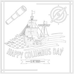 Happy Columbus Day - Printable Coloring page