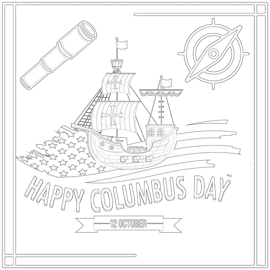 Happy Columbus Day Coloring Page