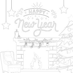 Happy New Year - Printable Coloring page