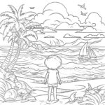 Summer Beach Coloring Page