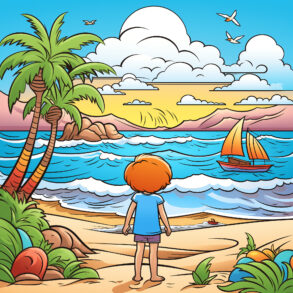 Summer Beach coloring page | Mimi-panda.com