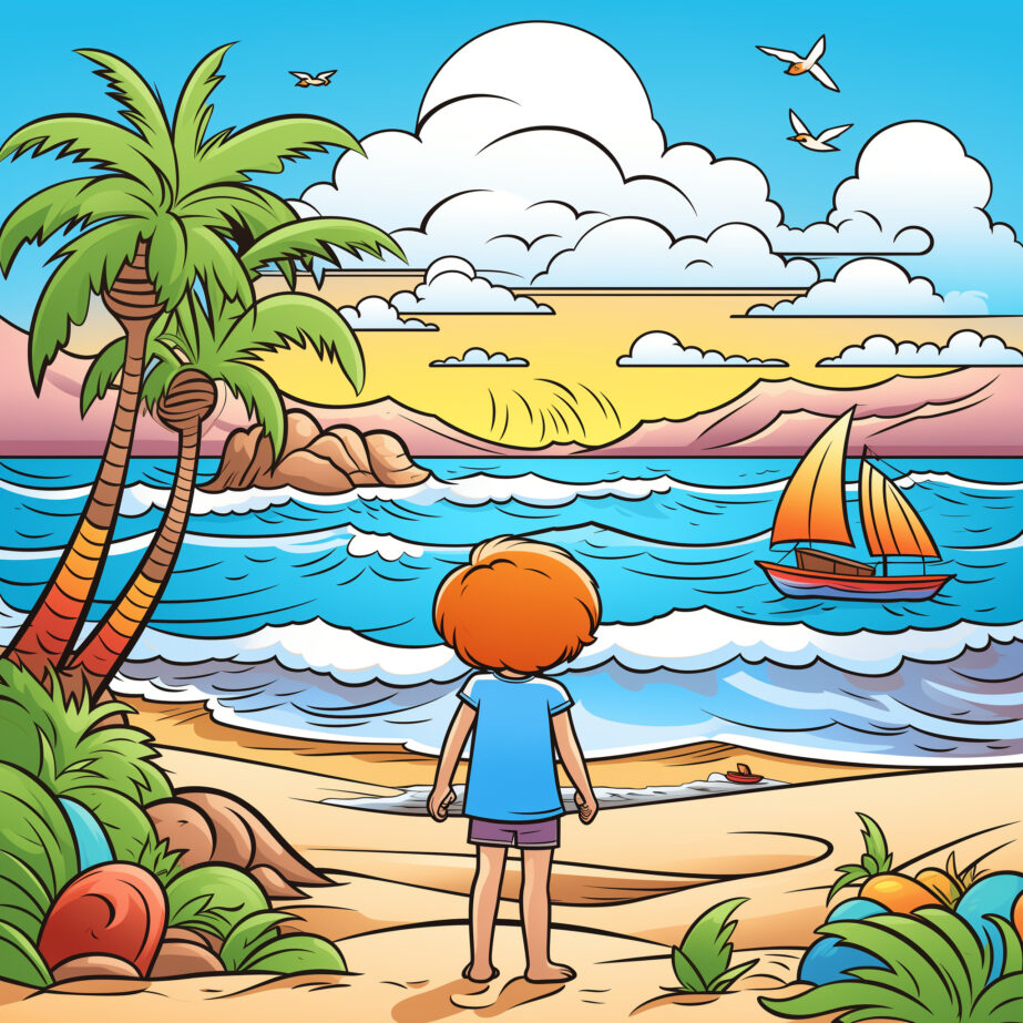 Summer Beach Coloring Page 2