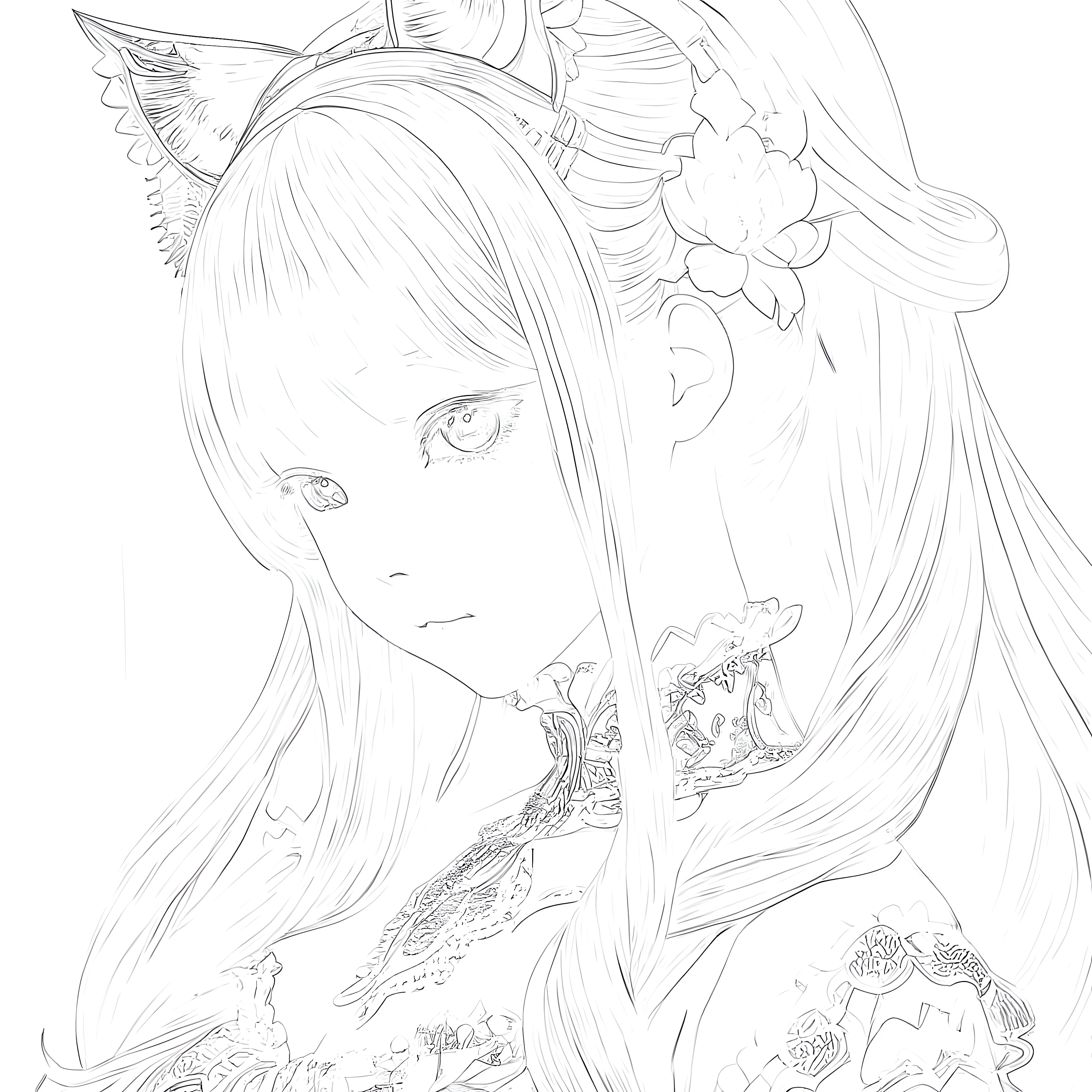 Anime Girl Coloring Pages Printable for Free Download