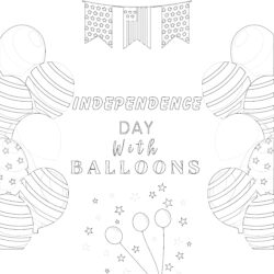 Independence Day With Balloons - Printable Coloring page