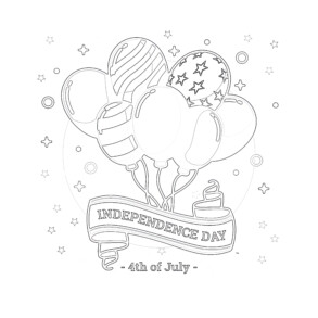 Independence Day With Balloons - Coloring page