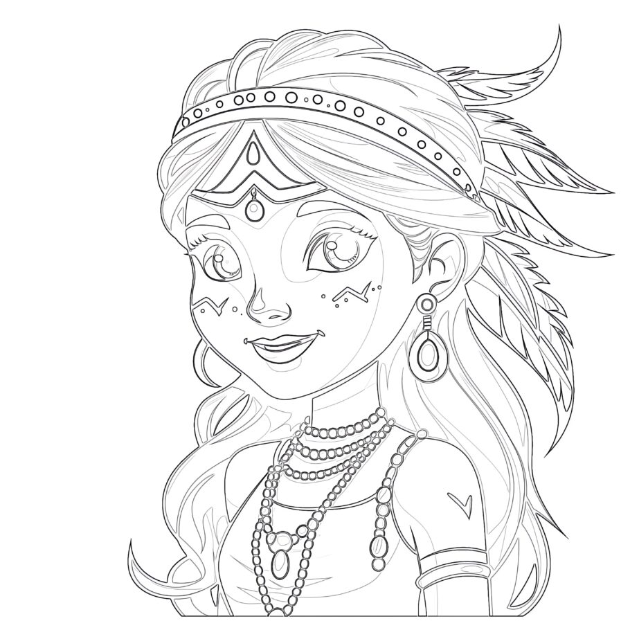 Indian Girl Coloring Page