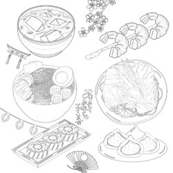 Japanese Food Coloring Page - Printable Coloring page