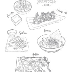 Japanese Food - Printable Coloring page