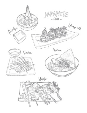 Japanese Food - Coloring page