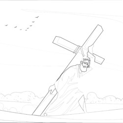 Jesus Christ Carrying Cross - Printable Coloring page