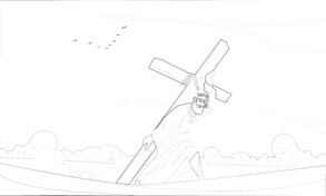 Jesus Christ Carrying Cross - Coloring page