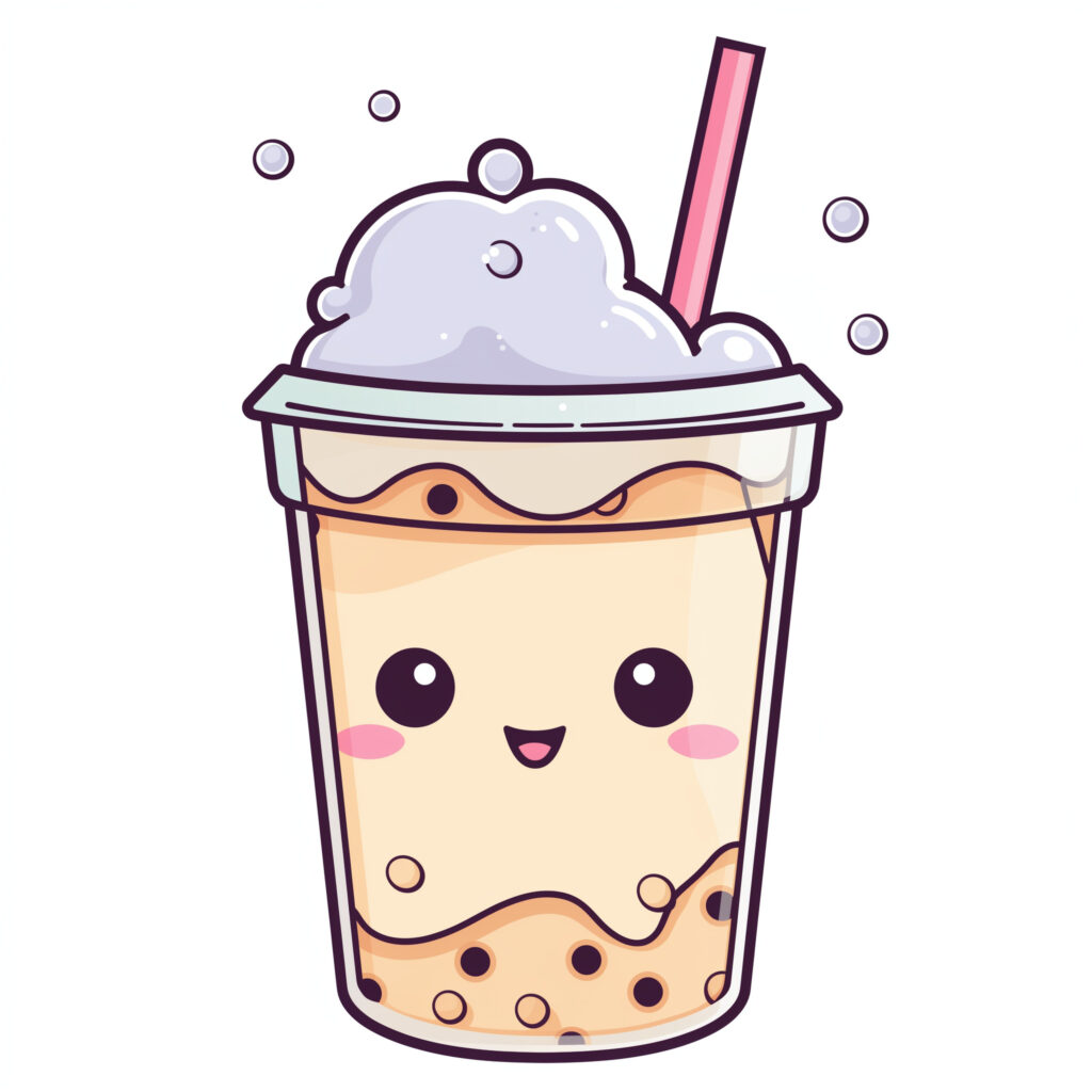 Printable Kawaii Bubble Tea Coloring Page - Mimi Panda