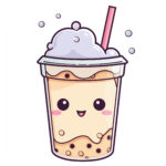 Kawaii Bubble Tea Coloring Page 2