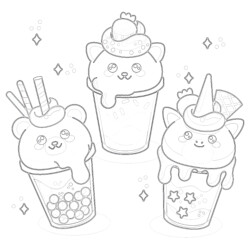 Kawaii Bubble Tea - Printable Coloring page
