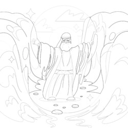 Moses Divides The Waters - Printable Coloring page