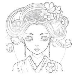 Oriental Girl - Printable Coloring page