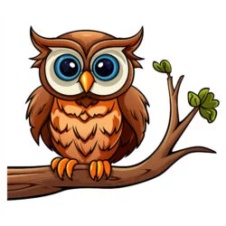 Owl On a Branch Coloring Page - Origin image
