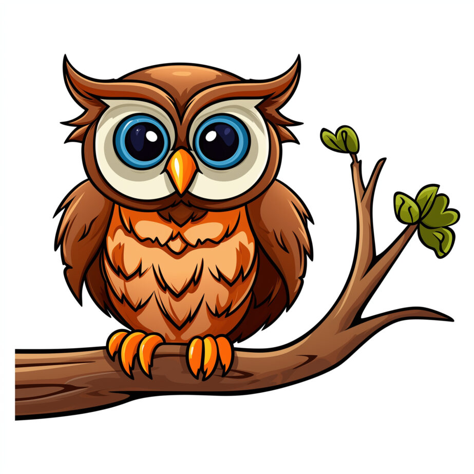 Owl on a Branch Coloring Page 2Original image