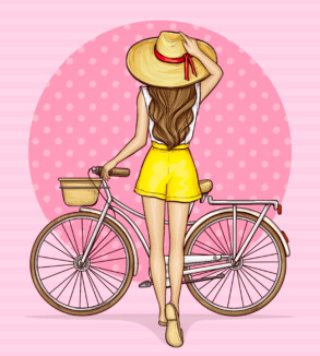 Pop Art Girl Near Bicycle - Original image