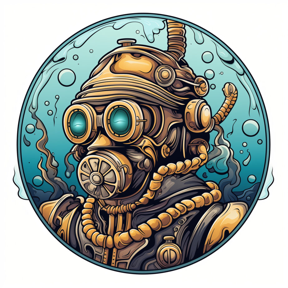 scuba diver steampunk coloring page 2Original image