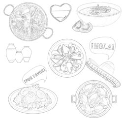 Spanish Cuisine - Printable Coloring page