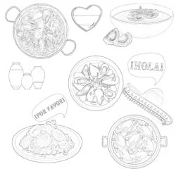 Spanish Cuisine Coloring Page - Printable Coloring page