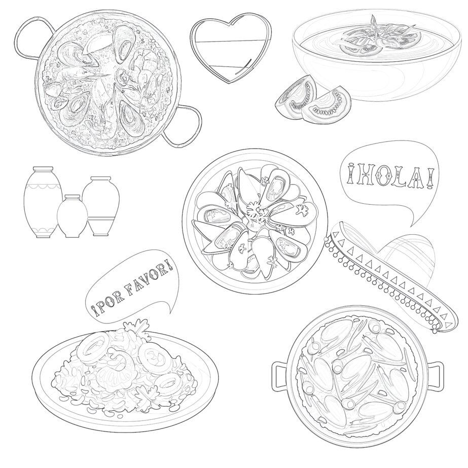 Spanish Cuisine Coloring Page