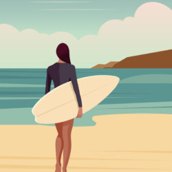Surfer Girl With Surfboard - Origin image