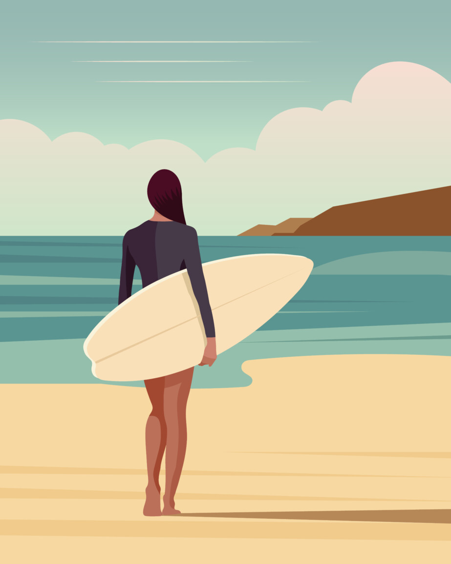 Surfer Girl With Surfboard - Original image
