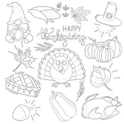 Thanksgiving Day Set - Printable Coloring page