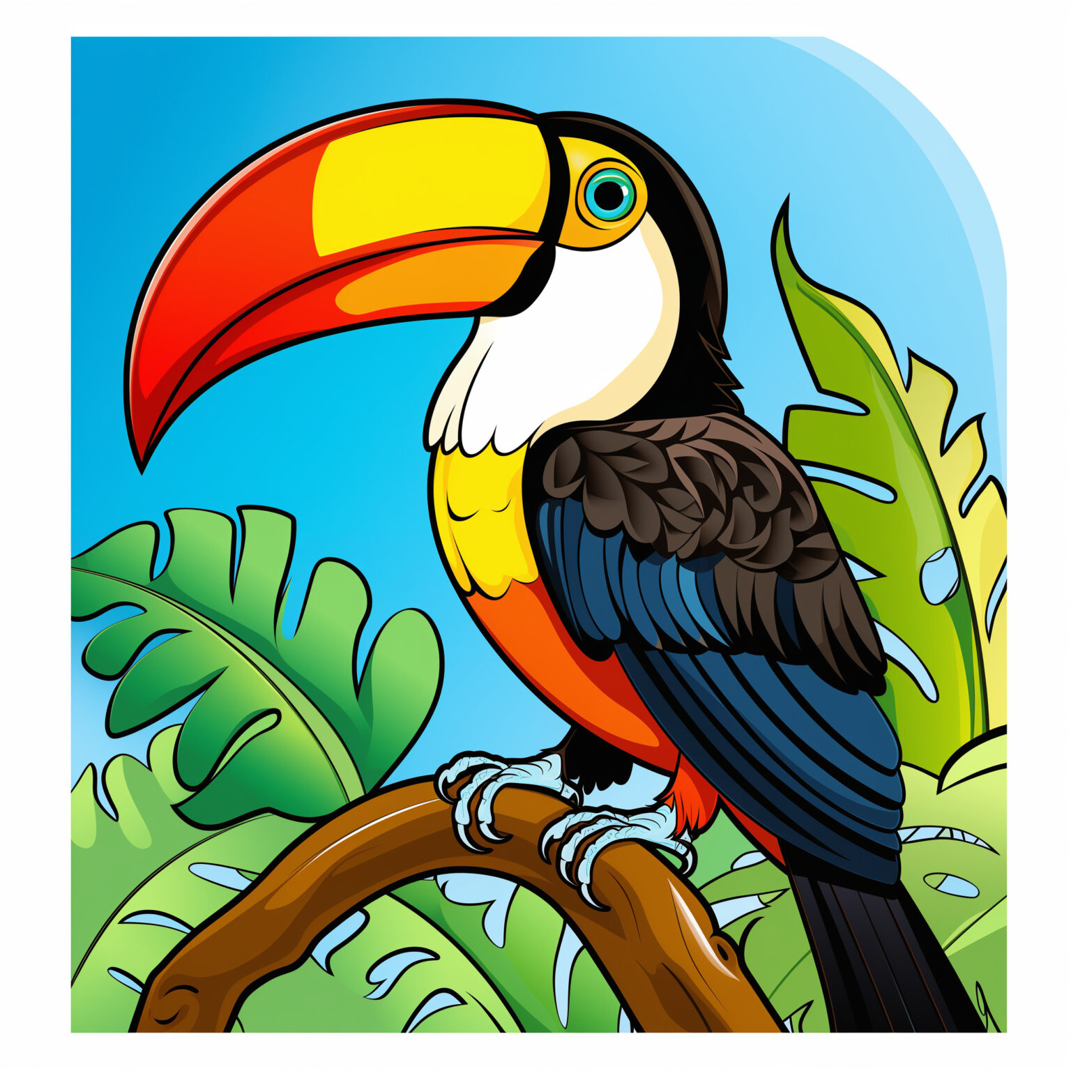 Toucan Summer Bird Coloring Page | Coloring Pages Mimi Panda