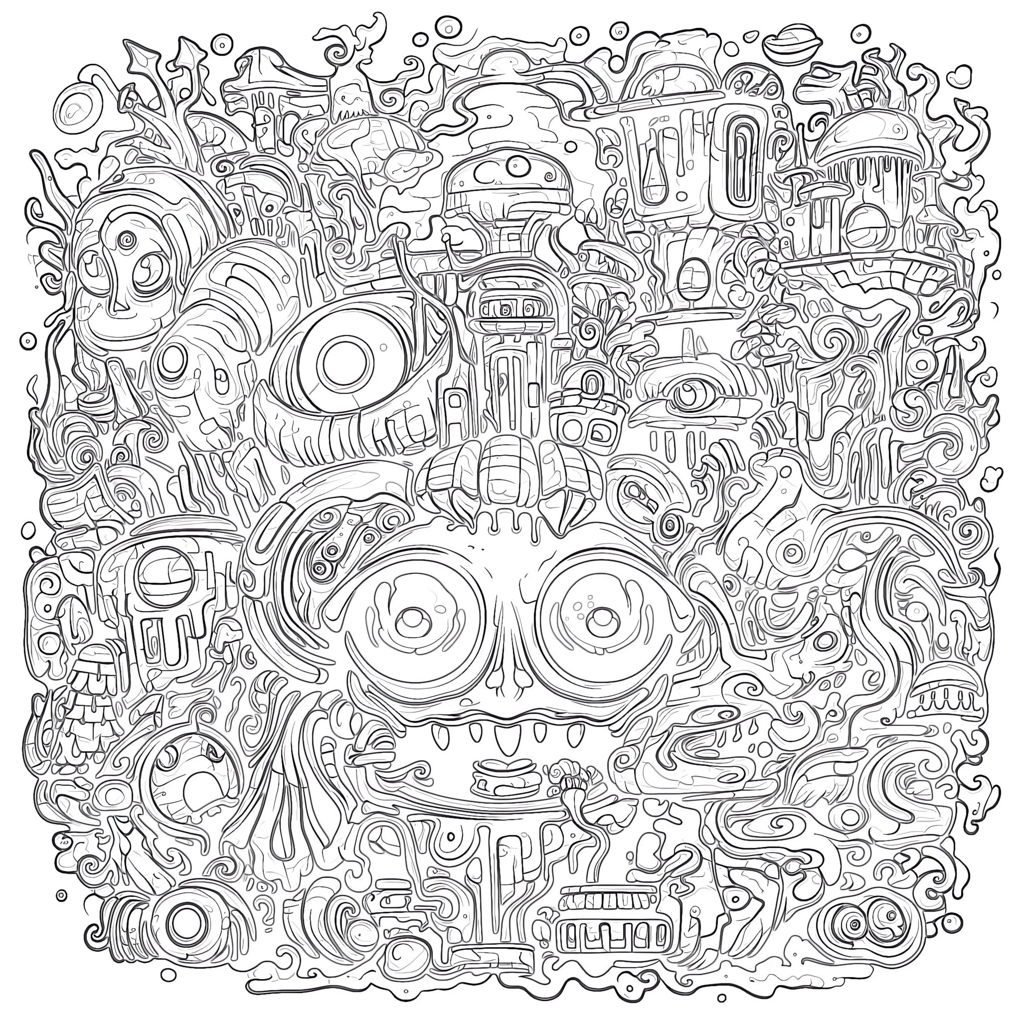 Trippy Adult Coloring Pages Mimi - Trippy Adult Coloring Page 1 2048x2048 