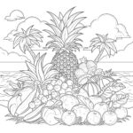 Tropical Plants And Fruits Coloring Page