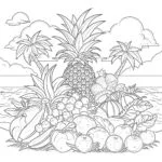 Tropical Plants And Fruits Coloring Page