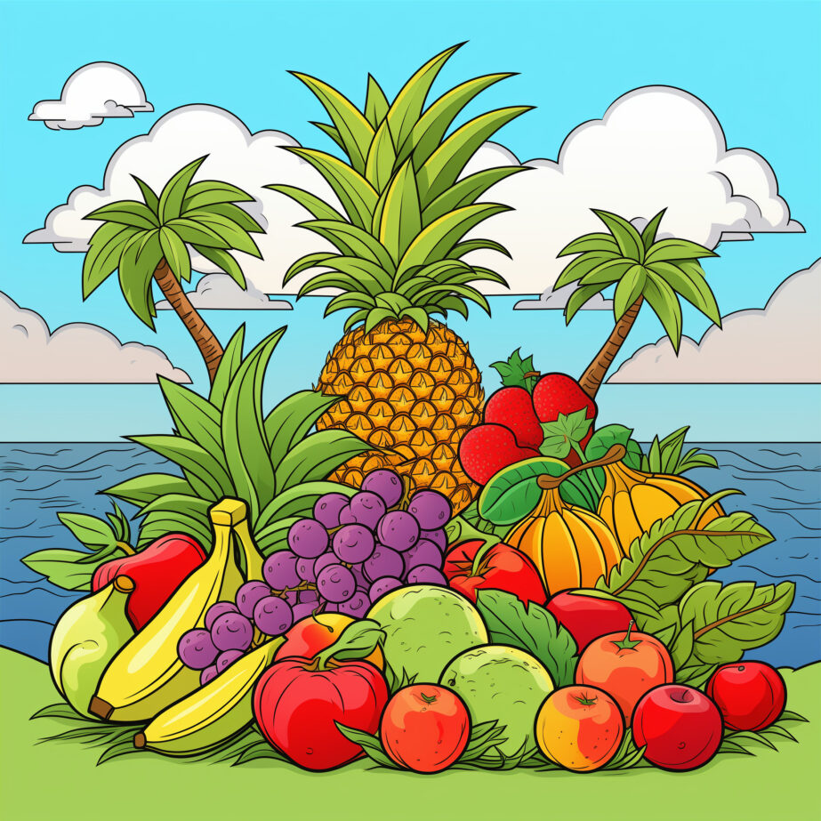 Tropical Plants And Fruits Coloring Page 2